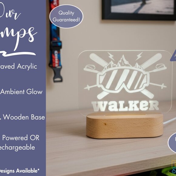 Personalized Skiing Night Light – Custom LED Lamp for Ski Lovers - Picture 3 of 8